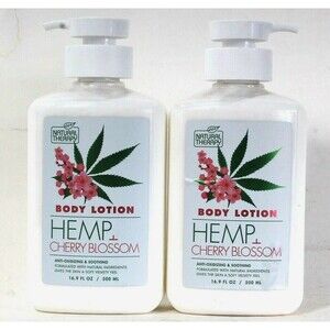 Lot of 2 Natural Therapy Hemp Cherry Blossom Soothing Body Lotion 16.9 Oz New